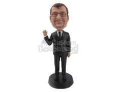 Custom Bobblehead Wedding Groomsman Waving Hello And Wearing A Formal Outfit - Wedding & Couples Groomsman & Best Men Personalized Bobblehead & Cake Topper