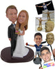 Custom Bobblehead Wedding Couple With A Bouquet Ready For A Picture - Wedding & Couples Bride & Groom Personalized Bobblehead & Cake Topper