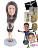 Custom Bobblehead Sexy Bridesmaid Wearing A Short Gown - Wedding & Couples Bridesmaids Personalized Bobblehead & Cake Topper