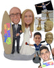 Custom Bobblehead Surfing Loving Wedding Couple Posing With Surfboard - Wedding & Couples Bride & Groom Personalized Bobblehead & Cake Topper