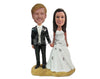 Custom Bobblehead Lovely Couple In Their Wedding Attire Holding Each Others Hands - Wedding & Couples Bride & Groom Personalized Bobblehead & Cake Topper