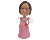 Custom Bobblehead Cute Flower Girl Wearing Charming Gown - Wedding & Couples Flower Girls Personalized Bobblehead & Cake Topper