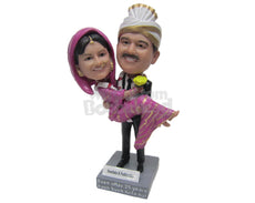 Custom Bobblehead Traditional Wedding Indian Couple In Indian Wedding Attire - Wedding & Couples Bride & Groom Personalized Bobblehead & Cake Topper