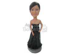 Custom Bobblehead Bridesmaid Wearing A Sexy Strapless Gown - Wedding & Couples Bridesmaids Personalized Bobblehead & Cake Topper