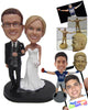 Custom Bobblehead Charming Couple In Wedding Attire Holding Each Others Hands - Wedding & Couples Bride & Groom Personalized Bobblehead & Cake Topper