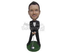 Custom Bobblehead Best Man Golfer In Classy Formal Outfit - Wedding & Couples Groomsman & Best Men Personalized Bobblehead & Cake Topper