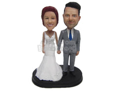 Custom Bobblehead Wedding Couple Wearing Eye-Catching Wedding Attire - Wedding & Couples Bride & Groom Personalized Bobblehead & Cake Topper