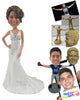 Custom Bobblehead Lovely Bride Ready For Her Wedding Wearing Gorgeous Wedding Gown - Wedding & Couples Brides Personalized Bobblehead & Cake Topper