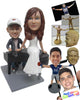 Custom Bobblehead Piano Player Groom In Jacket And Formal Bride In Gown - Wedding & Couples Couple Personalized Bobblehead & Cake Topper