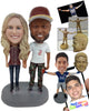 Custom Bobblehead Stylish Couple Wearing T-Shirts And Jeans - Wedding & Couples Couple Personalized Bobblehead & Cake Topper