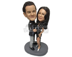 Custom Bobblehead Sexy Couple In Gorgeous Party Outfits - Wedding & Couples Couple Personalized Bobblehead & Cake Topper