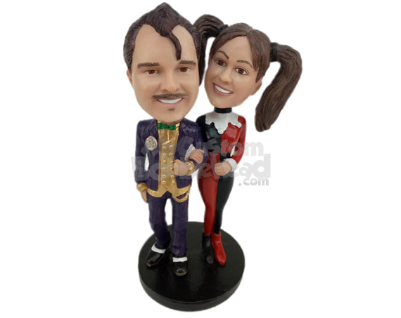 Custom Bobblehead Life Loving Couple Heading To A Costume Party - Wedding & Couples Couple Personalized Bobblehead & Cake Topper