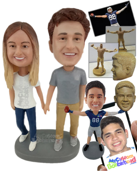 Custom Bobblehead Lovely Couple Holding Hands Wearing Casual Outfit ...