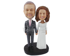 Custom Bobblehead Wedding Pair Wearing Gorgeous Wedding Outfit - Wedding & Couples Bride & Groom Personalized Bobblehead & Cake Topper