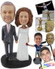 Custom Bobblehead Wedding Pair Wearing Gorgeous Wedding Outfit - Wedding & Couples Bride & Groom Personalized Bobblehead & Cake Topper