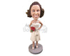 Custom Bobblehead Bride In Her Wedding Outfit With A Bouquet In Hand - Wedding & Couples Brides Personalized Bobblehead & Cake Topper