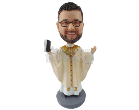 Custom Bobblehead Religious Priest Praising The Lord - Wedding & Couples Priests & Officiants Personalized Bobblehead & Cake Topper