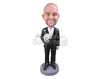 Custom Bobblehead Groom Ready For His Wedding With Formal Bridal Attire On - Wedding & Couples Grooms Personalized Bobblehead & Cake Topper