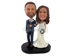 Custom Bobblehead Gorgeous Couple Dressed P For The Perfect Wedding - Wedding & Couples Bride & Groom Personalized Bobblehead & Cake Topper