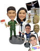 Custom Bobblehead Couple Of A Military Arm Forces And A Dentist. Both Passionate Towards Their Jobs - Wedding & Couples Couple Personalized Bobblehead & Cake Topper