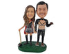 Custom Bobblehead Beautiful Couple Dressed As The Big Foot And Red Riding Hood - Wedding & Couples Couple Personalized Bobblehead & Cake Topper