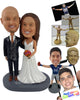 Custom Bobblehead The Couple About To Marry With The Woman Wearing A Gorgeous Wedding Gown And The Man Fancy Suit - Wedding & Couples Couple Personalized Bobblehead & Cake Topper