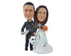 Custom Bobblehead Couple Dressed As Halloween Characters With Wife Having Blood On Her Gown - Wedding & Couples Couple Personalized Bobblehead & Cake Topper