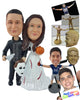 Custom Bobblehead Couple Dressed As Halloween Characters With Wife Having Blood On Her Gown - Wedding & Couples Couple Personalized Bobblehead & Cake Topper
