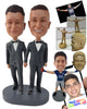 Custom Bobblehead Gay Male Couple Ready To Live Their Life Together, Wearing Similar Smart Suits - Wedding & Couples Same Sex Personalized Bobblehead & Cake Topper