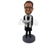 Custom Bobblehead Priest With His Bible Ready To Marry You Or Teach You Rituals - Wedding & Couples Priests & Officiants Personalized Bobblehead & Cake Topper