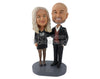 Custom Bobblehead Pair Of Male And Female Wearing Fancy And Warm Clothes - Wedding & Couples Bride & Groom Personalized Bobblehead & Cake Topper
