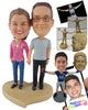 Custom Bobblehead Casual Couple Wearing Comfortable Clothes - Wedding & Couples Couple Personalized Bobblehead & Cake Topper