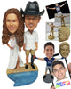 Custom Bobblehead Couple On The Beach With Man Dressed As A Pirate - Wedding & Couples Couple Personalized Bobblehead & Cake Topper