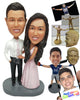 Custom Bobblehead Couple Wearing Shiny Clothes To An Event - Wedding & Couples Couple Personalized Bobblehead & Cake Topper
