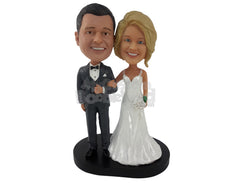 Custom Bobblehead Smart Couple Ready For Their Wedding - Wedding & Couples Couple Personalized Bobblehead & Cake Topper