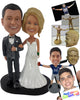 Custom Bobblehead Smart Couple Ready For Their Wedding - Wedding & Couples Couple Personalized Bobblehead & Cake Topper