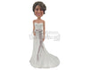 Custom Bobblehead Woman Wearing A Strapless Wedding Gown With A Lase Around Her Waist - Wedding & Couples Brides Personalized Bobblehead & Cake Topper
