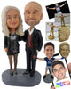 Custom Bobblehead Gorgeous Couple With Hands Upon Each Other And Dressed Simple And Elegant - Wedding & Couples Bride & Groom Personalized Bobblehead & Cake Topper