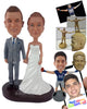 Custom Bobblehead Gorgeously Dressed Wedding Couple Holding Hands To Move Onto The Next Phase - Wedding & Couples Bride & Groom Personalized Bobblehead & Cake Topper