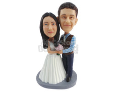 Custom Bobblehead Woman Dressed Perfectly And Man Wearing Formal Clothes - Wedding & Couples Couple Personalized Bobblehead & Cake Topper