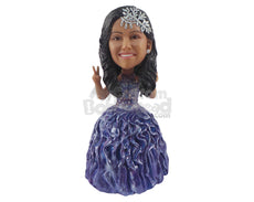 Custom Bobblehead Woman Wearing Fancy Gown - Wedding & Couples Brides Personalized Bobblehead & Cake Topper