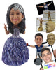 Custom Bobblehead Woman Wearing Fancy Gown - Wedding & Couples Brides Personalized Bobblehead & Cake Topper