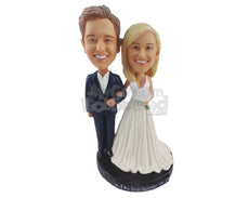Custom Bobblehead Beautiful Couple Wearing Extremely Beautiful Clothes - Wedding & Couples Couple Personalized Bobblehead & Cake Topper
