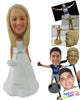 Custom Bobblehead Lady Wearing Strapless Beautiful Gown - Wedding & Couples Brides Personalized Bobblehead & Cake Topper