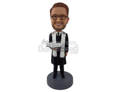 Custom Bobblehead The Priest Holding His Bible To Do The Rituals - Wedding & Couples Priests & Officiants Personalized Bobblehead & Cake Topper