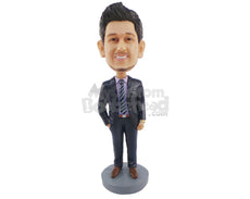 Custom Bobblehead The Groom Dressed In A Fancy Suit - Wedding & Couples Grooms Personalized Bobblehead & Cake Topper