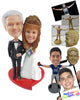 Custom Bobblehead Beautifully Married Couple Wearing Gowns And Suits - Wedding & Couples Couple Personalized Bobblehead & Cake Topper