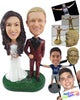 Custom Bobblehead Perfectly Dressed Couple With The Guy Wearing A Tacky Suit Ad Woman Wearing Beautiful Gown - Wedding & Couples Couple Personalized Bobblehead & Cake Topper
