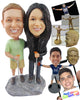 Custom Bobblehead Rock Climbing Couple Posing With Their Rock Climbing Stick - Wedding & Couples Couple Personalized Bobblehead & Cake Topper