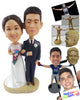 Custom Bobblehead Beautiful Couple With Beautiful Woman Wearing Gown And Man Wearing Suit - Wedding & Couples Couple Personalized Bobblehead & Cake Topper